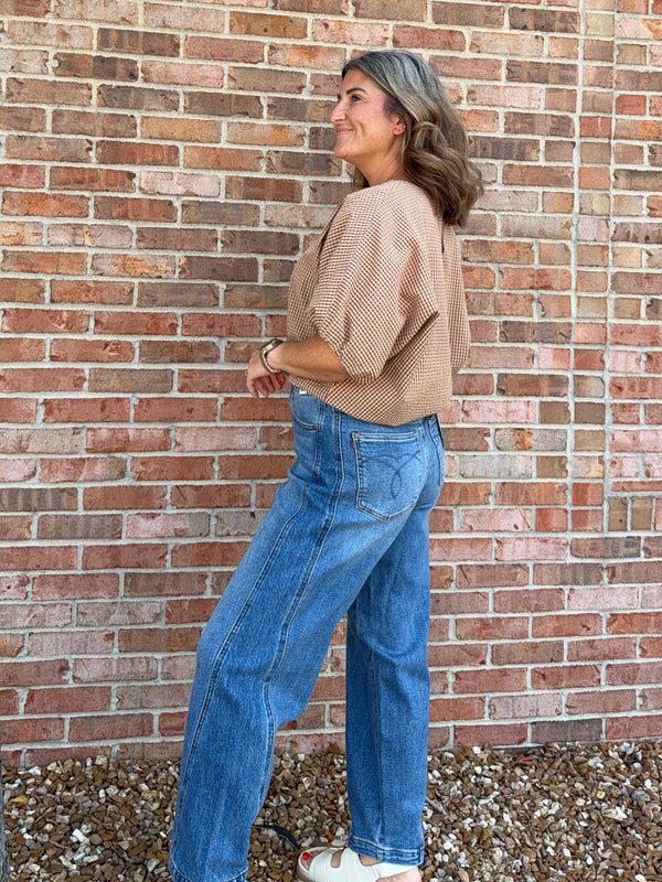 BROWN GINGHAM TOP