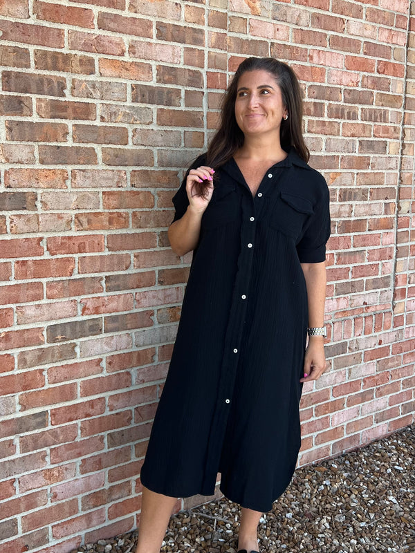 THERE SHE GOES BUTTON FRONT DRESS