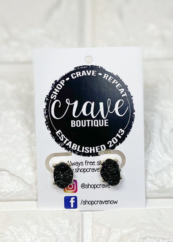 BLACK DRUSY STUD