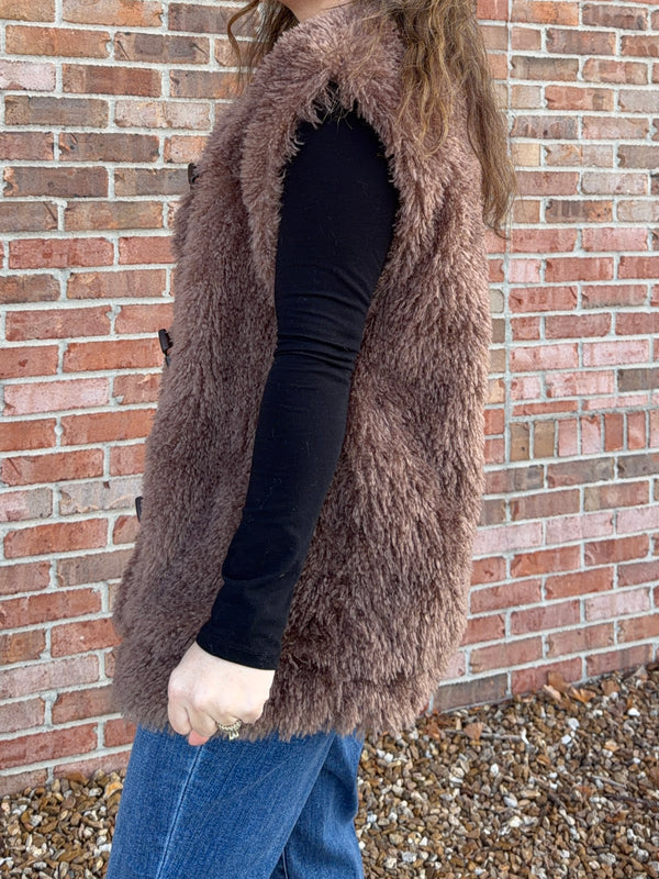 BROWN FUZZY VEST