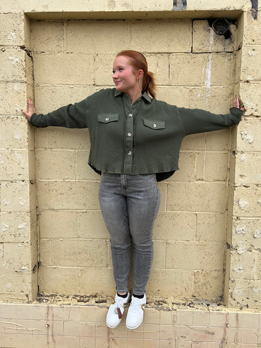 GET THE LOOK WAFFLE KNIT SHACKET- 2 COLORS