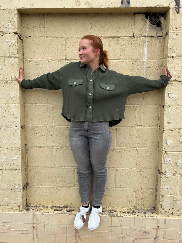 GET THE LOOK WAFFLE KNIT SHACKET- 2 COLORS