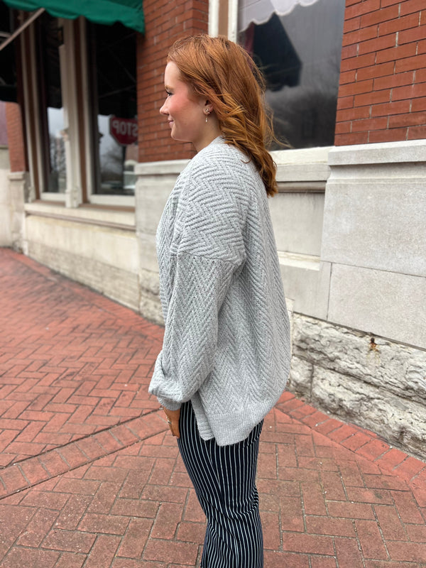 CHEVRON TEXTURED CARDIGAN- 2 COLORS