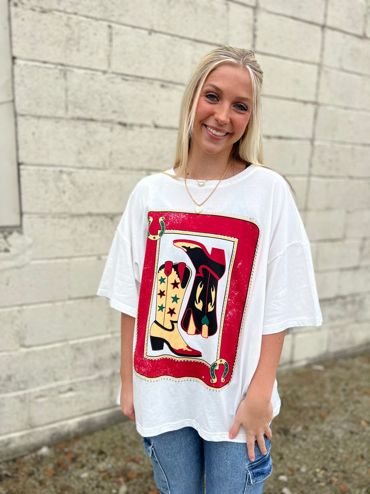 COWGIRL BOOTS PLAYING CARD TEE