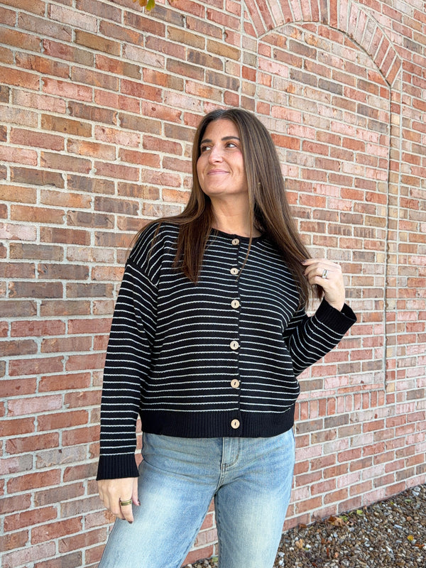 RAW EDGE STRIPED CARDIGAN- 2 COLORS