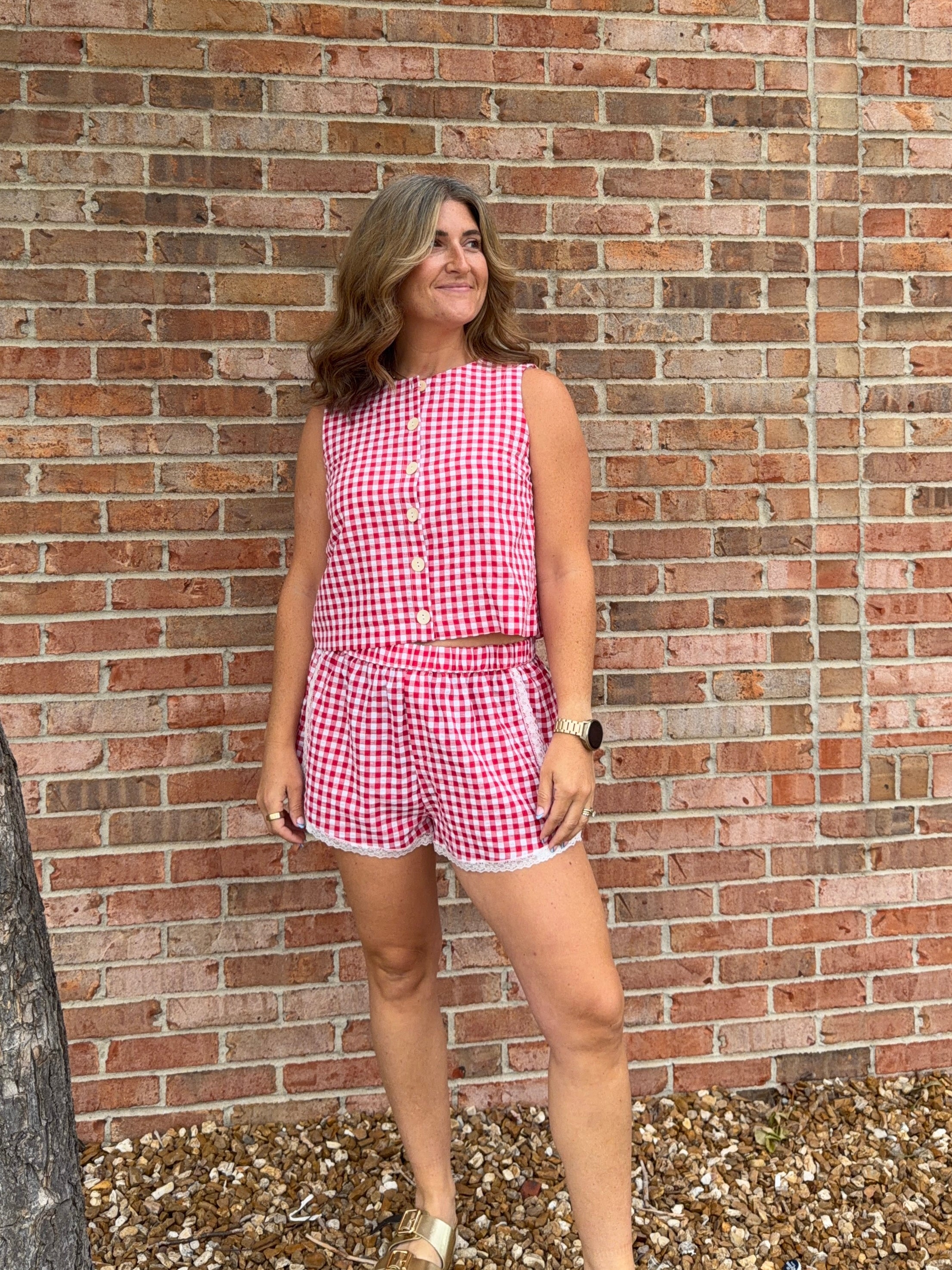 RED GINGHAM TANK TOP