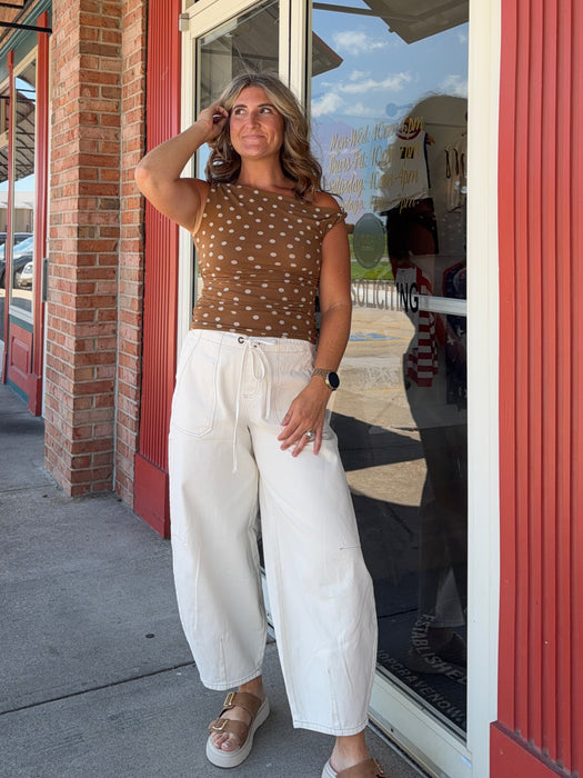 TWIST STRAP POLKA DOT TANK TOP- 2 COLORS