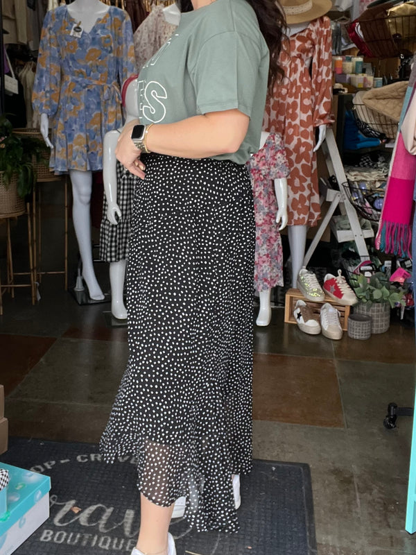 POLKA DOT MIDI SKIRT- 2 COLORS