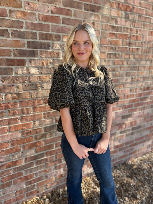 LEOPARD TIE TOP