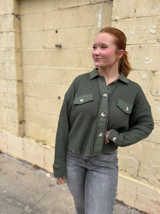 GET THE LOOK WAFFLE KNIT SHACKET- 2 COLORS