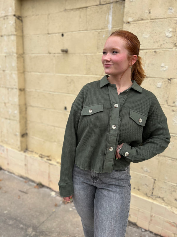 GET THE LOOK WAFFLE KNIT SHACKET- 2 COLORS