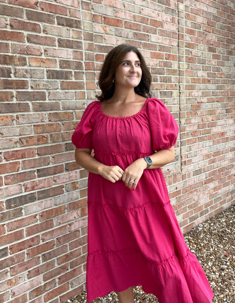 GINGHAM MIDI DRESS