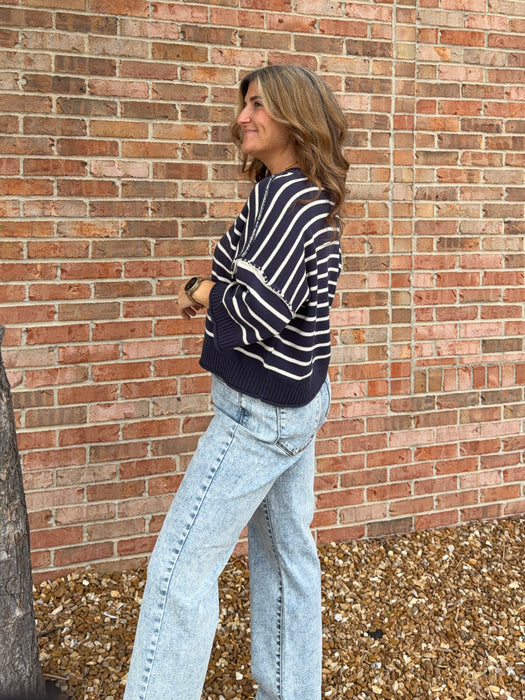 NAVY DROP SHOULDER SWEATER