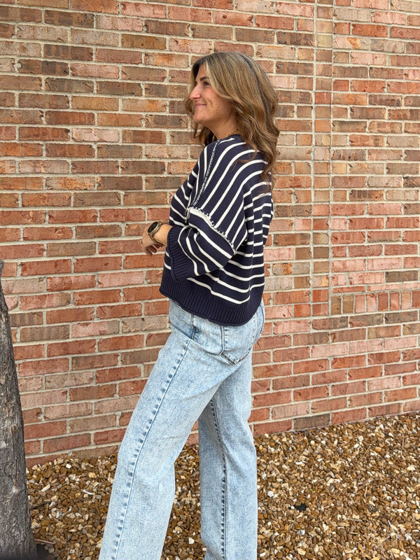 NAVY DROP SHOULDER SWEATER