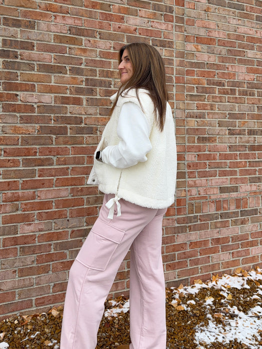 BOW TIED FUZZY VEST- 2 COLORS