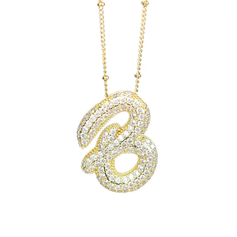 SCRIPT BALLOON INITIAL NECKLACE