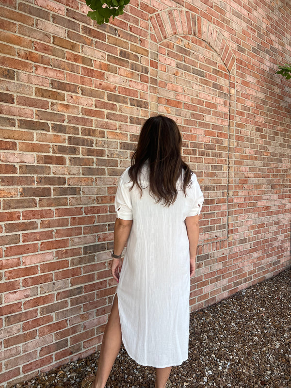 THERE SHE GOES BUTTON FRONT DRESS