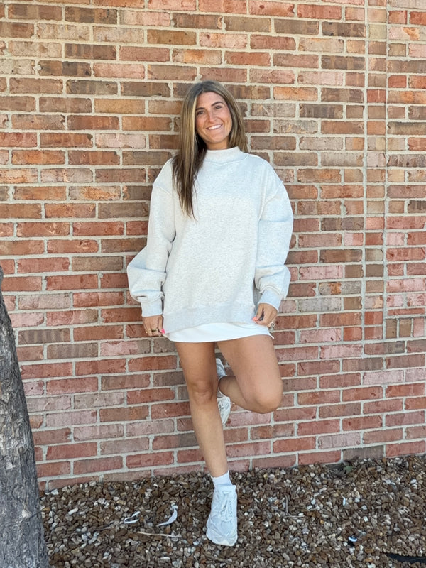 GRAY MOCK NECK SWEATSHIRT