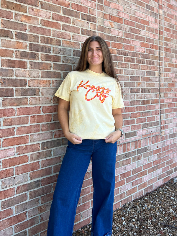 YELLOW TIE DYE KC TEE