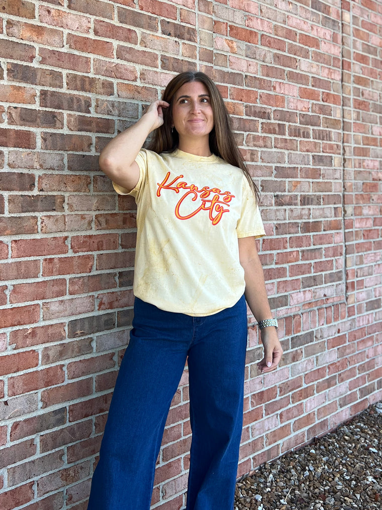 YELLOW TIE DYE KC TEE