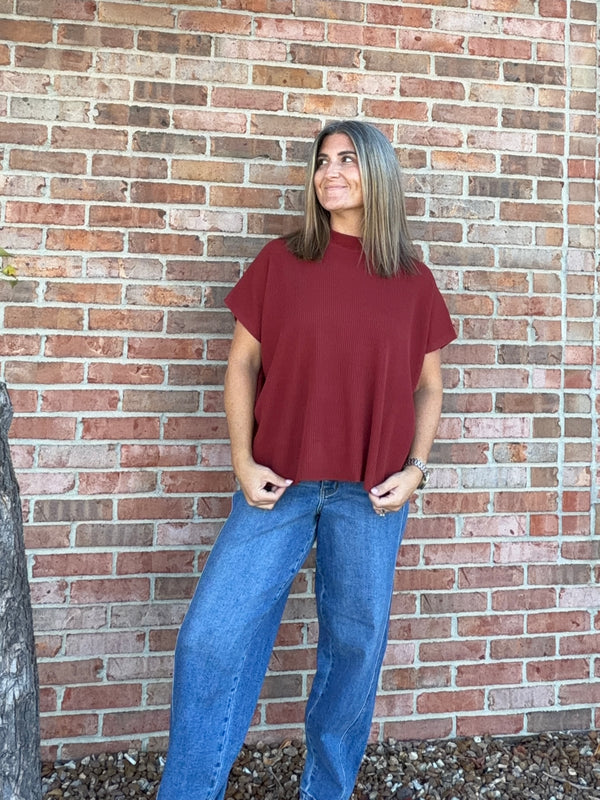 BOXY MOCK NECK SWEATER- 4 COLORS