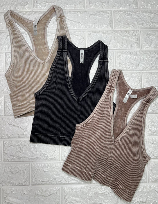 RACERBACK RIBBED BRALETTE- 3 COLORS