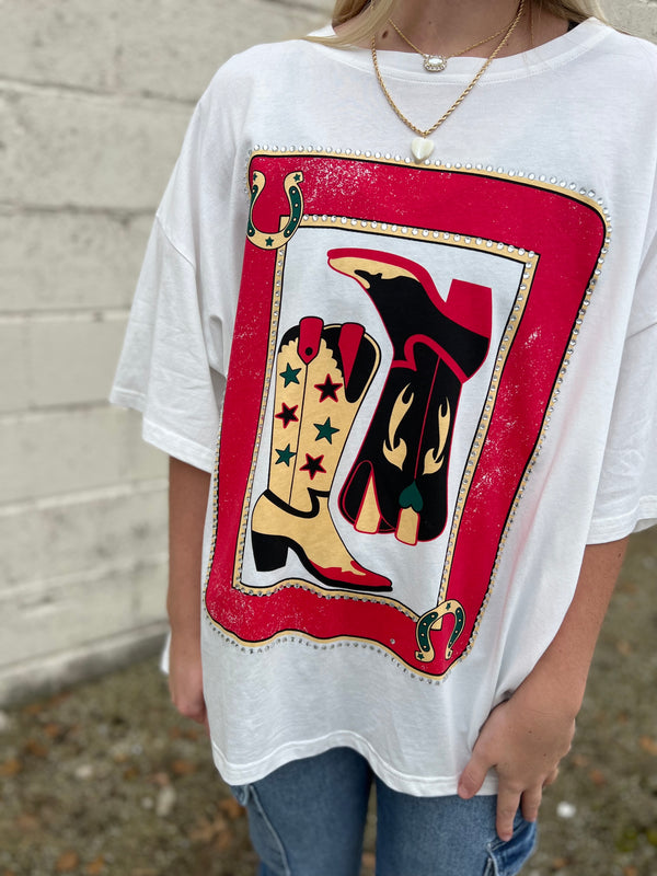 COWGIRL BOOTS PLAYING CARD TEE