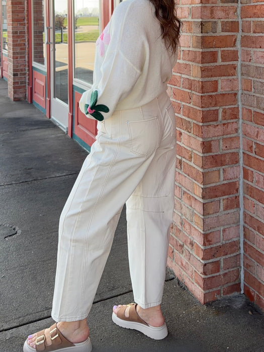 ECRU BARREL JEANS