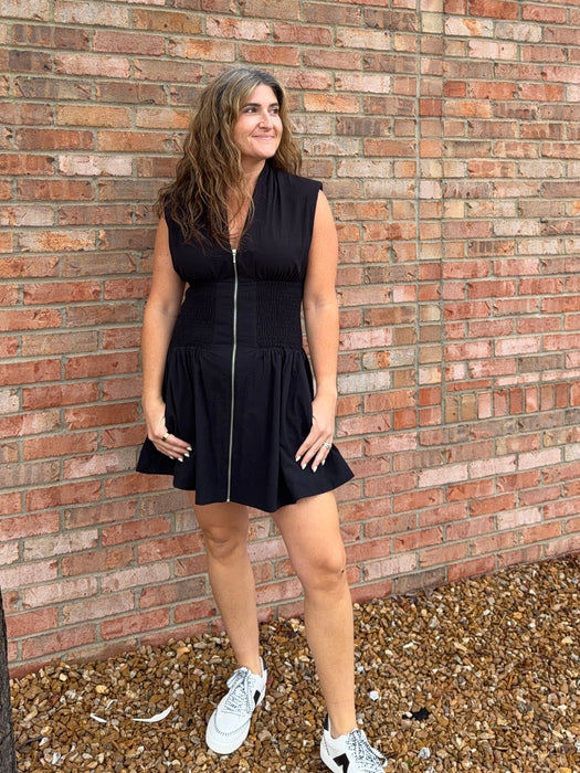 SHOULDER PAD DRESS- 2 COLORS