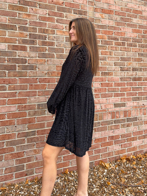 TEXTURED VELVET DRESS