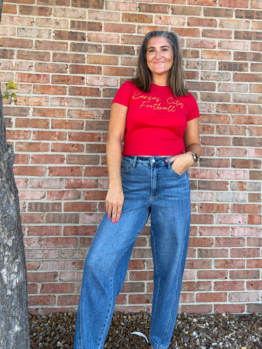 KANSAS CITY FOOTBALL BABY TEE
