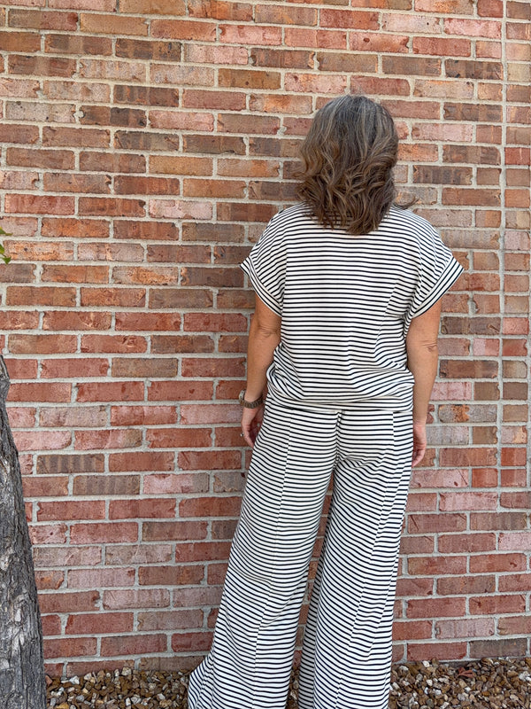STRIPED WIDE LEG LOUNGE PANTS