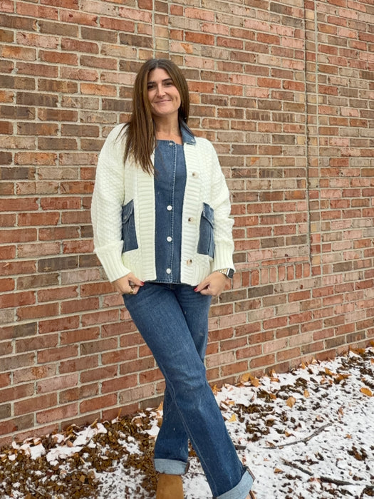 DENIM KNIT MIXED JACKET