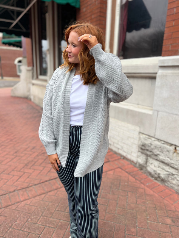 CHEVRON TEXTURED CARDIGAN- 2 COLORS