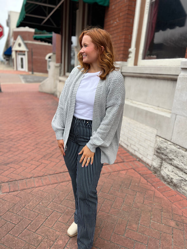 CHEVRON TEXTURED CARDIGAN- 2 COLORS