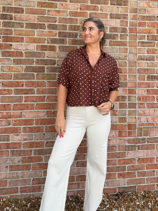 POLKA DOT COLLARED TOP- 3 COLORS
