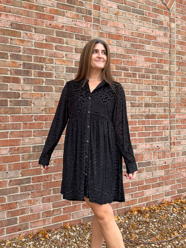 TEXTURED VELVET DRESS