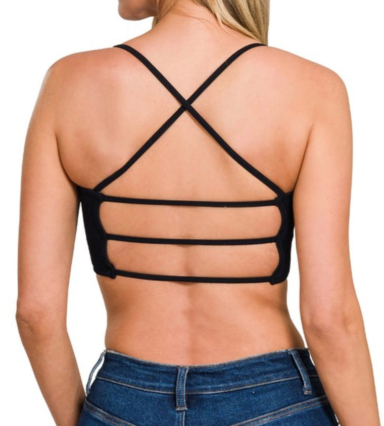 TRIPLE STRAP BACK BRALETTE- 3 COLORS
