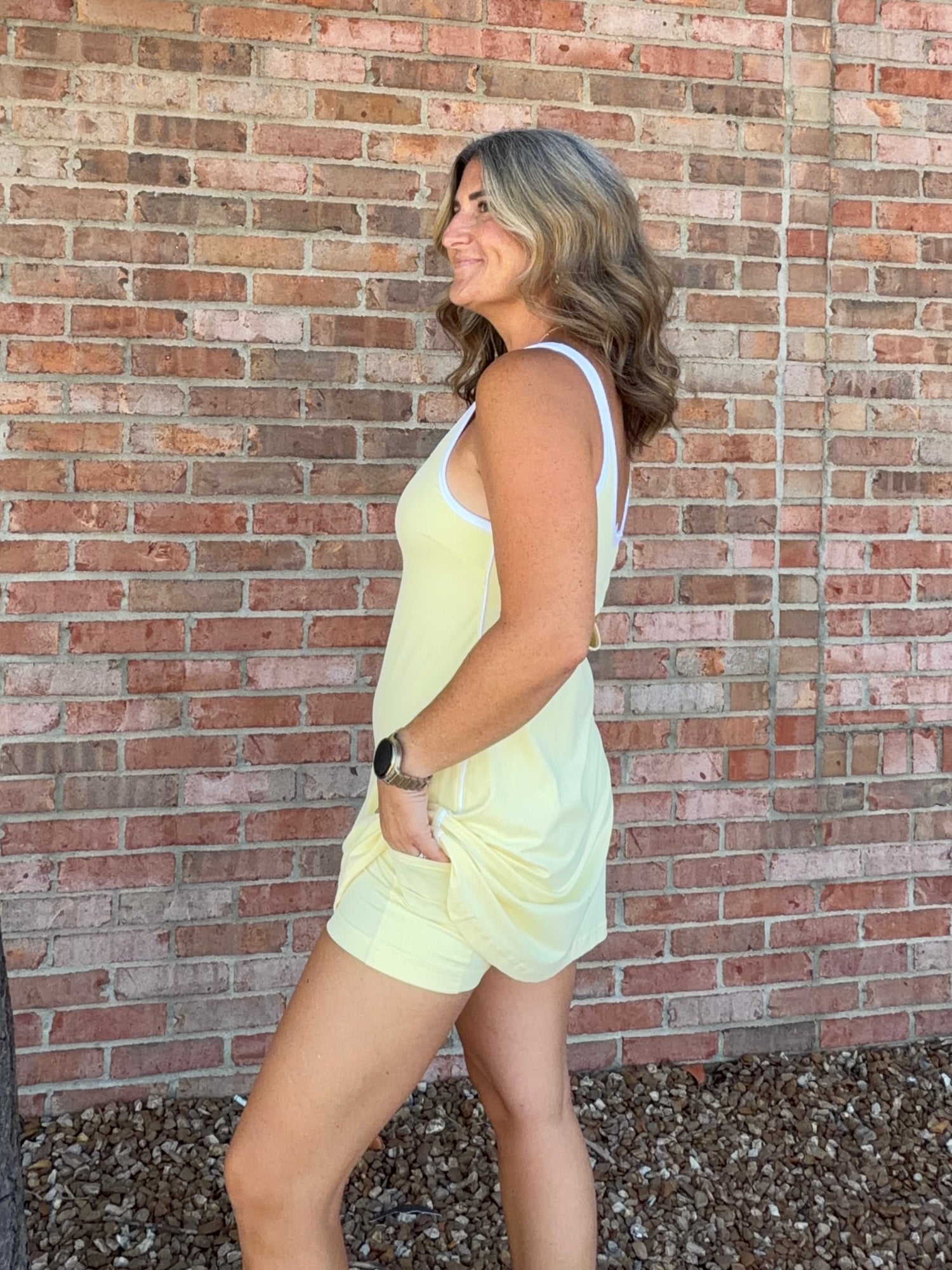 butter yellow mini dress Della Similar to brands like VICI SAME Ruffle Hem Mini Dress