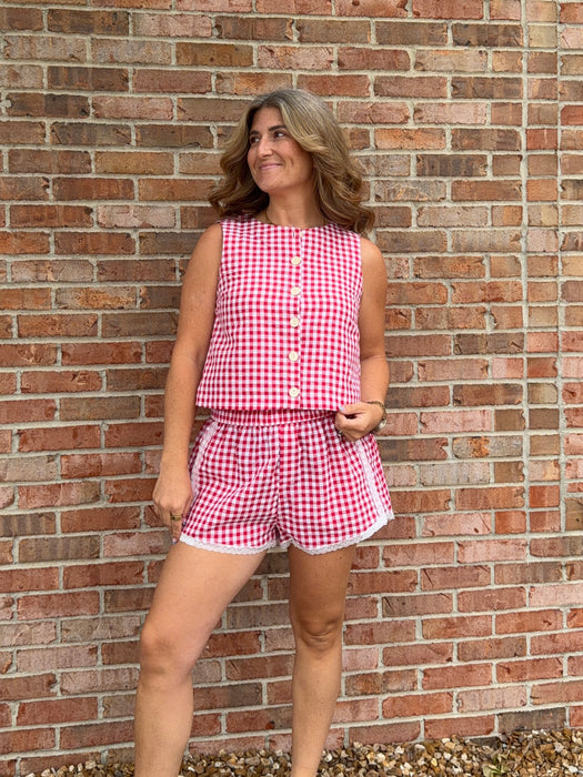 RED GINGHAM SHORTS