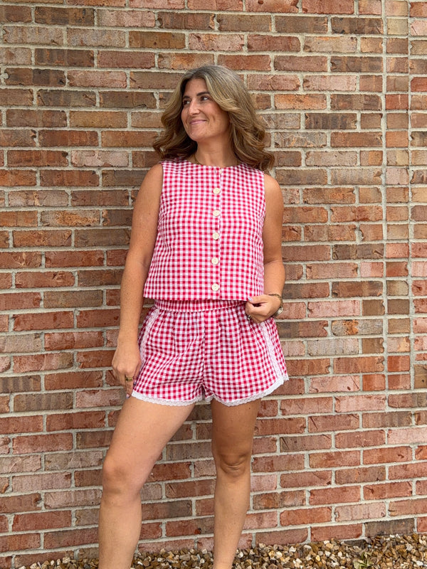 RED GINGHAM SHORTS