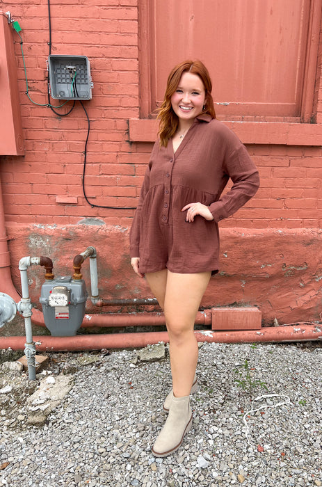 GAUZE COLLARED ROMPER- 2 COLORS