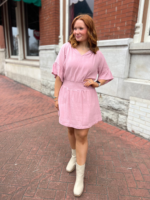 PRETTY IN PINK GAUZE DRESS