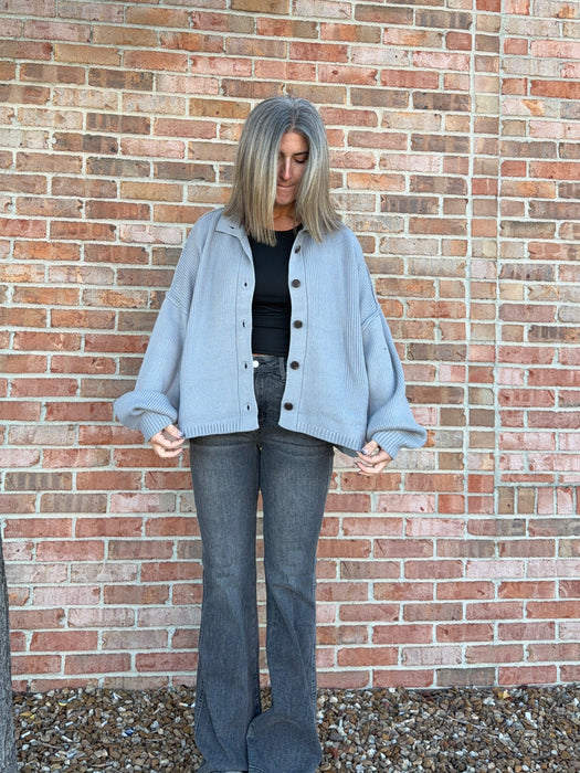 LARGE BUTTON FRONT CARDIGAN- 3 COLORS