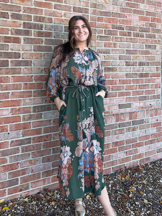 OLIVE FLORAL DRESS