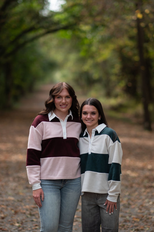THICK STRIPED POLO TOP- 2 COLORS