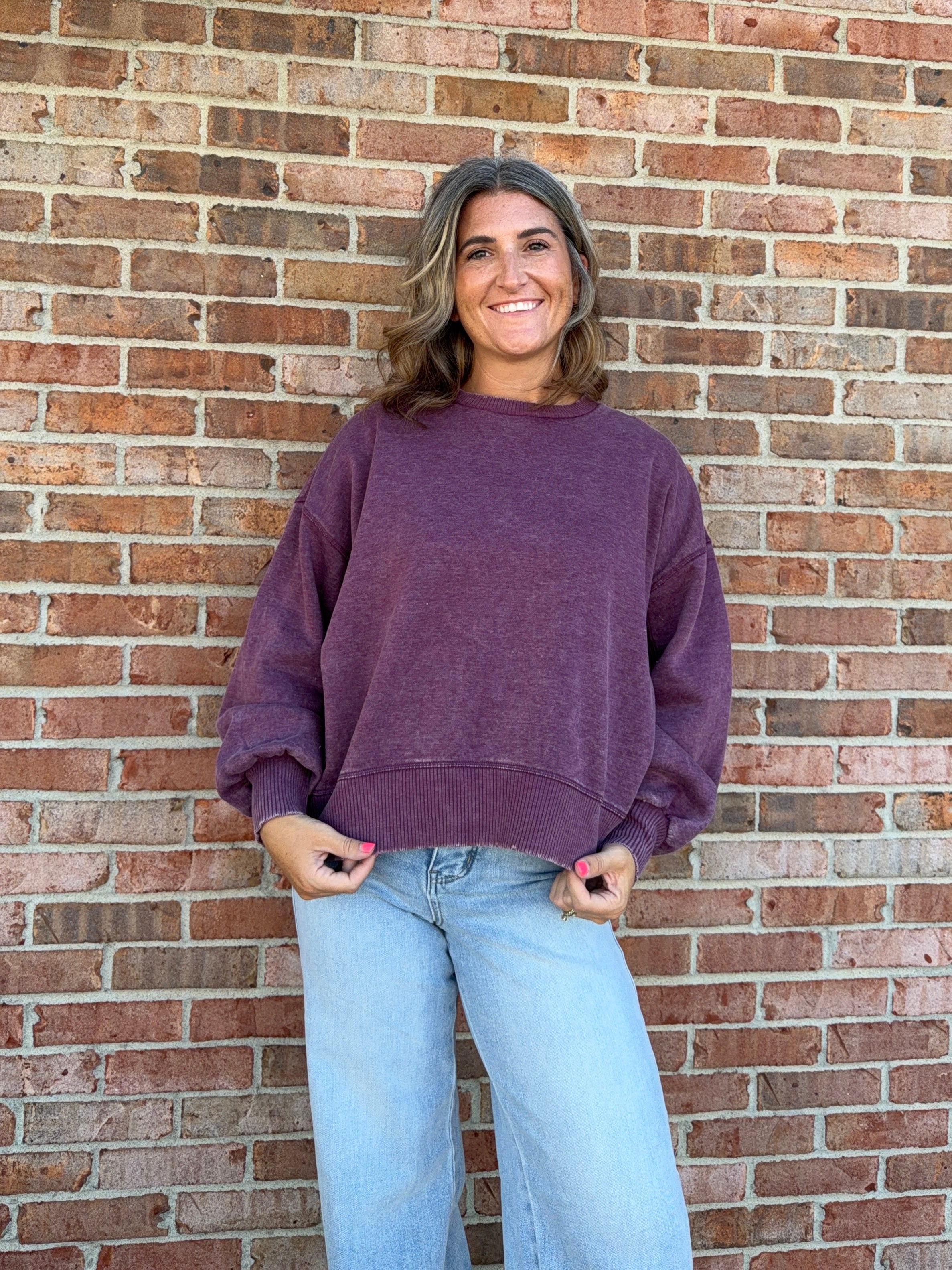 ACID WASH FLEECE PULLOVER- 6 COLORS