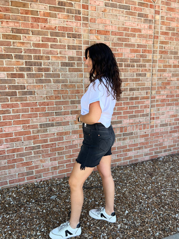 DOUBLE BUTTON DAD SHORTS- 2 COLORS