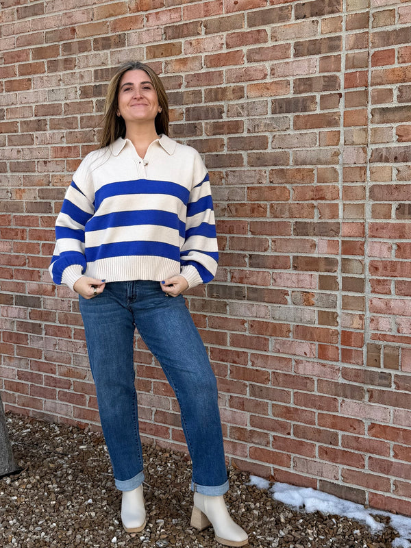 COBALT STRIPED SWEATER