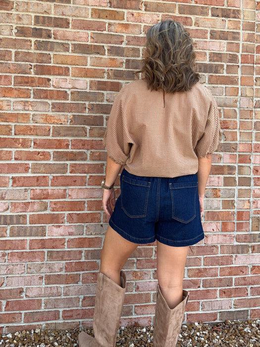 BROWN GINGHAM TOP
